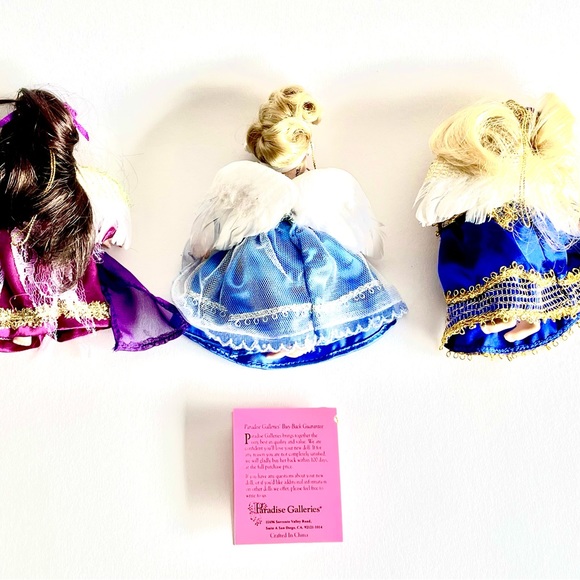 3 Vintage Paradise Galleries Porcelain Doll Christmas Holiday Ornaments - Picture 10 of 10